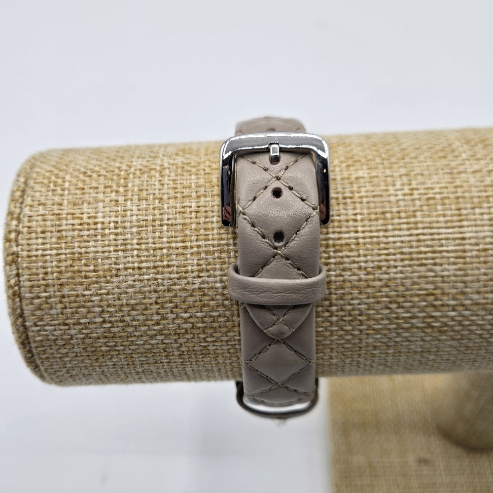 KATE SPADE Genuine Leather Watch Silver Metal Framed Face Taupe Leather - Picture 4 of 9